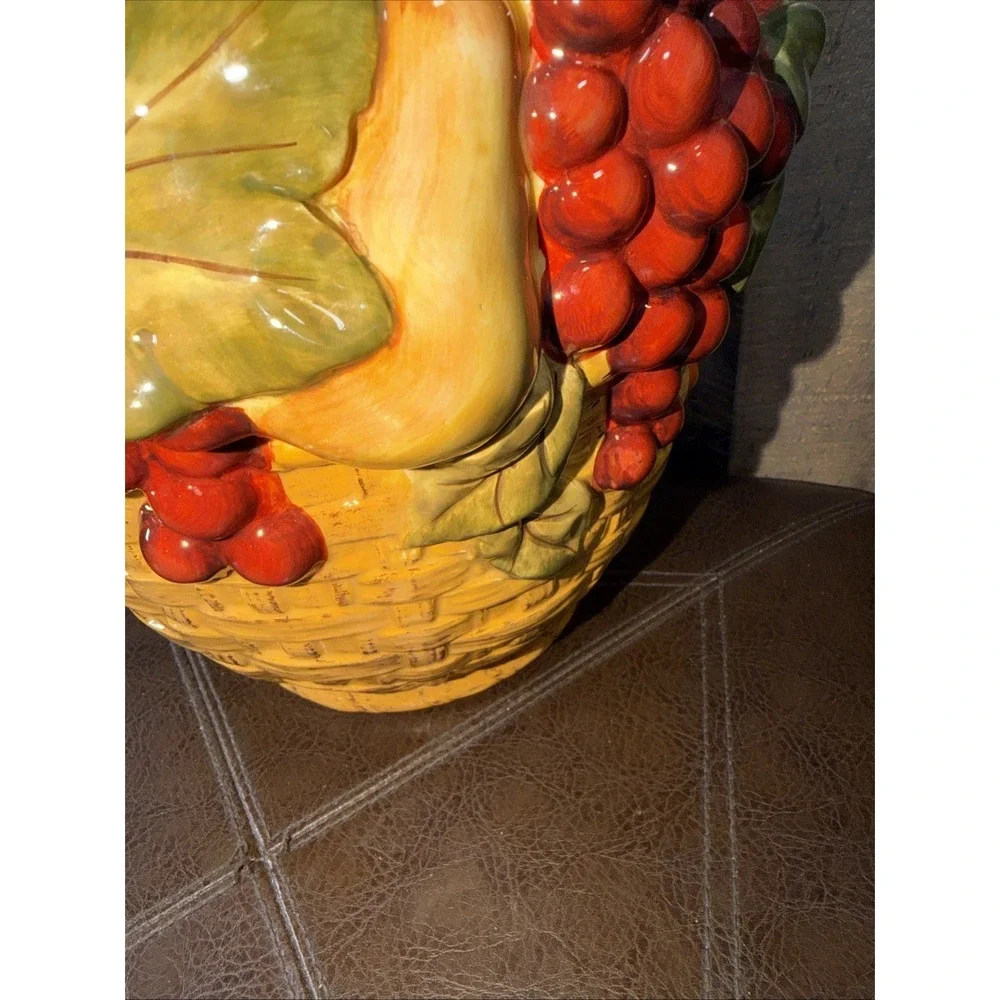 Vtg Certified International Pamela Gladding Windsor Fruit Basket Cookie Jar  12